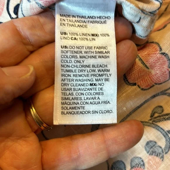 Chico’s Pink Linen Floral Print 3/4 Sleeve No Iron Shirt Top Size 00 (0/2) - Picture 9 of 14